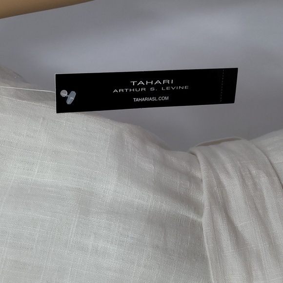 TAHARI Asl Linen Front Button Wide Leg Ivory Jumpsuit - Picture 11 of 17